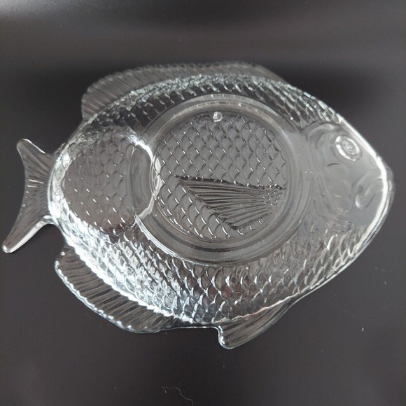 VTG Glass Plates Etched Tapas Appetizer Party Fish Set Shrimp Cocktail Tuscany - Picture 10 of 16